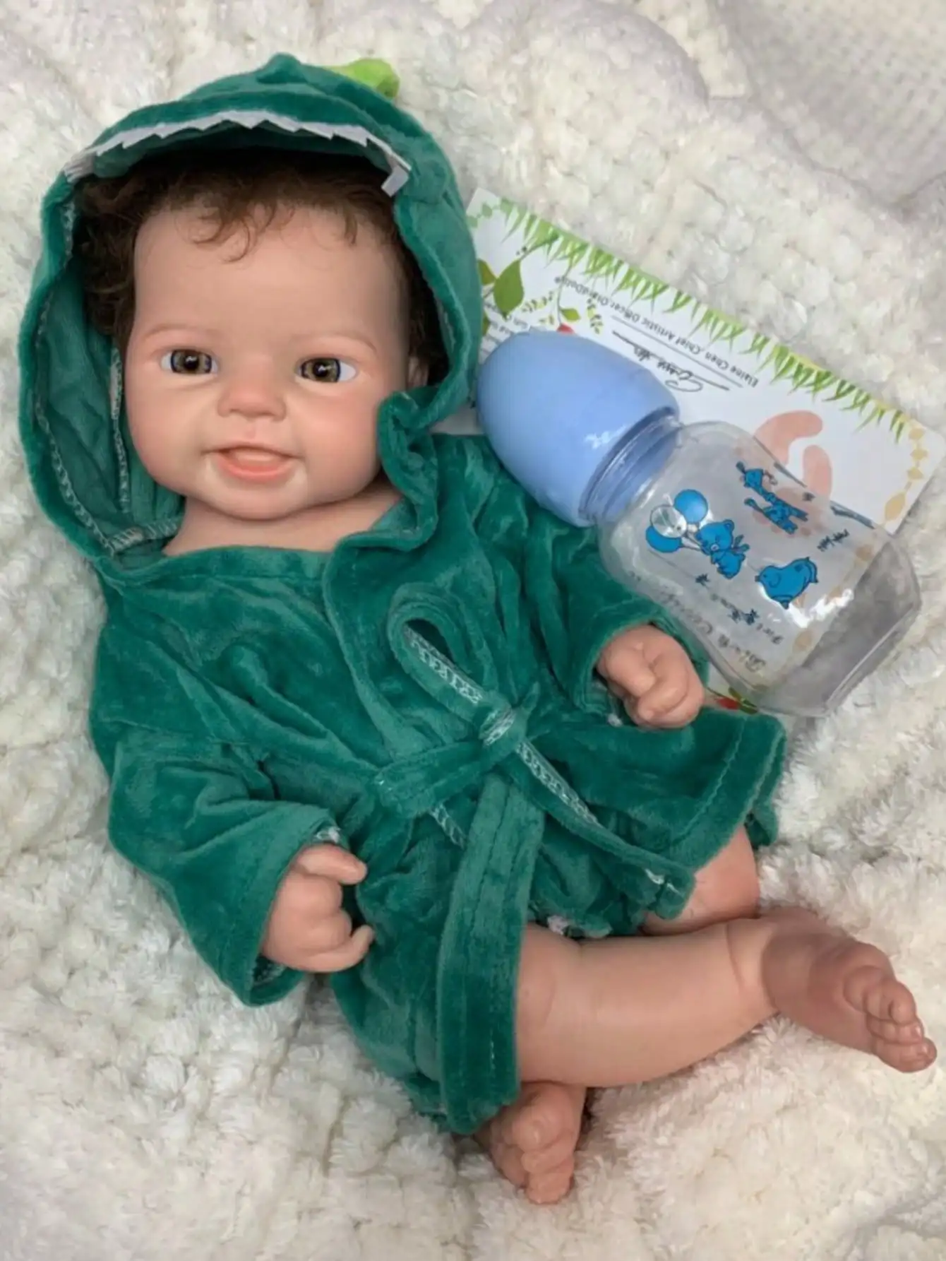 🦖 Meet Baby Saskia Emmy – full-body silicone reborn boy The Little Dino Dreamer! 👶💚✨