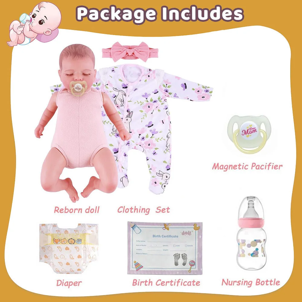 20β Baby Amara β Sleeping Reborn Baby Girl Doll | Soft Vinyl & Cloth Body, Realistic Hand-Painted Newborn with Accessories Gift Set πβ¨