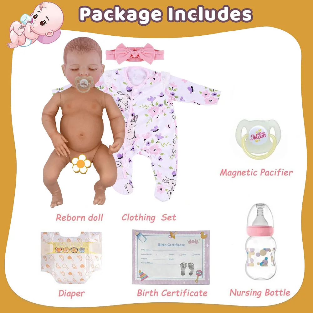 20β Baby Amara β Sleeping Reborn Baby Girl Doll | Soft Vinyl & Cloth Body, Realistic Hand-Painted Newborn with Accessories Gift Set πβ¨