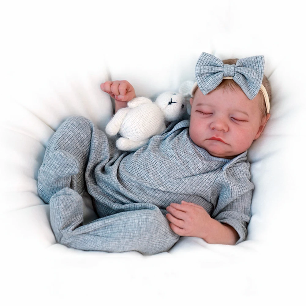 Realistic 45cm Full Body Silicone Reborn Baby Doll β Sleeping Lifelike Newborn Girl/Boy with Clothes, Pacifier & Bottle Gift Set πΆπ