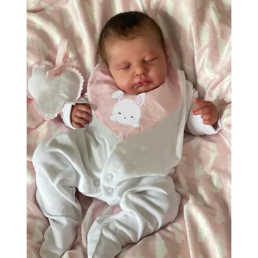 🌸 Loulou 49cm Realistic Reborn Baby Doll – Handcrafted Vinyl Newborn with Rooted Hair 👶✨