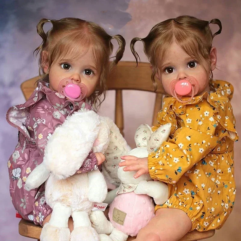 Baby Maggie – 60cm Realistic Reborn Toddler Girl Doll | Handmade 3D Painted Skin with Hand-Rooted Hair & Lifelike Expression 👶✨