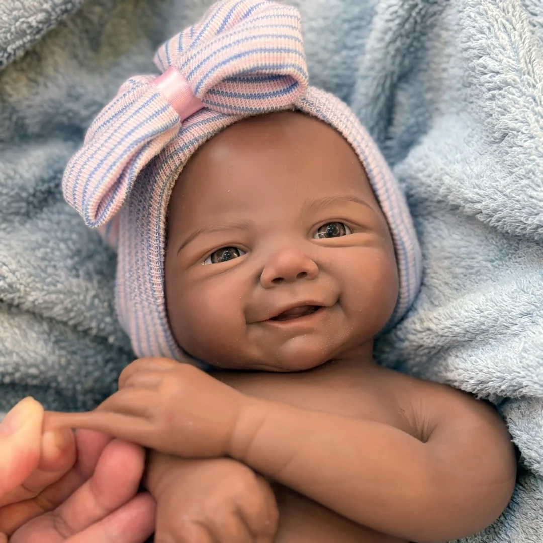 18” Baby Amira – Dark Skin Full Body Silicone Reborn Girl 👶🏽✨