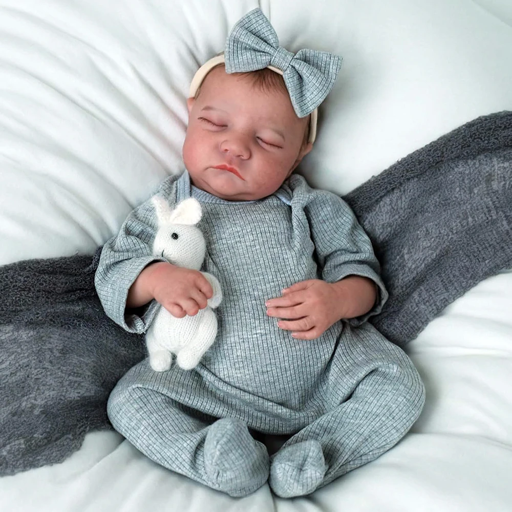 Realistic 45cm Full Body Silicone Reborn Baby Doll β Sleeping Lifelike Newborn Girl/Boy with Clothes, Pacifier & Bottle Gift Set πΆπ
