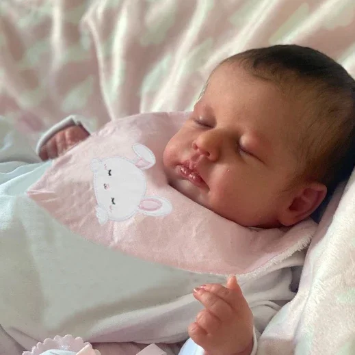 🌸 Loulou 49cm Realistic Reborn Baby Doll – Handcrafted Vinyl Newborn with Rooted Hair 👶✨