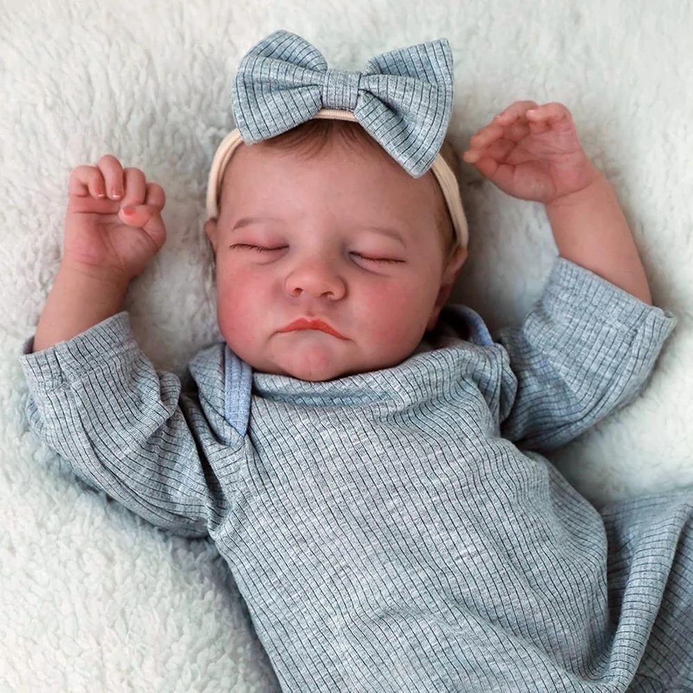 Realistic 45cm Full Body Silicone Reborn Baby Doll β Sleeping Lifelike Newborn Girl/Boy with Clothes, Pacifier & Bottle Gift Set πΆπ