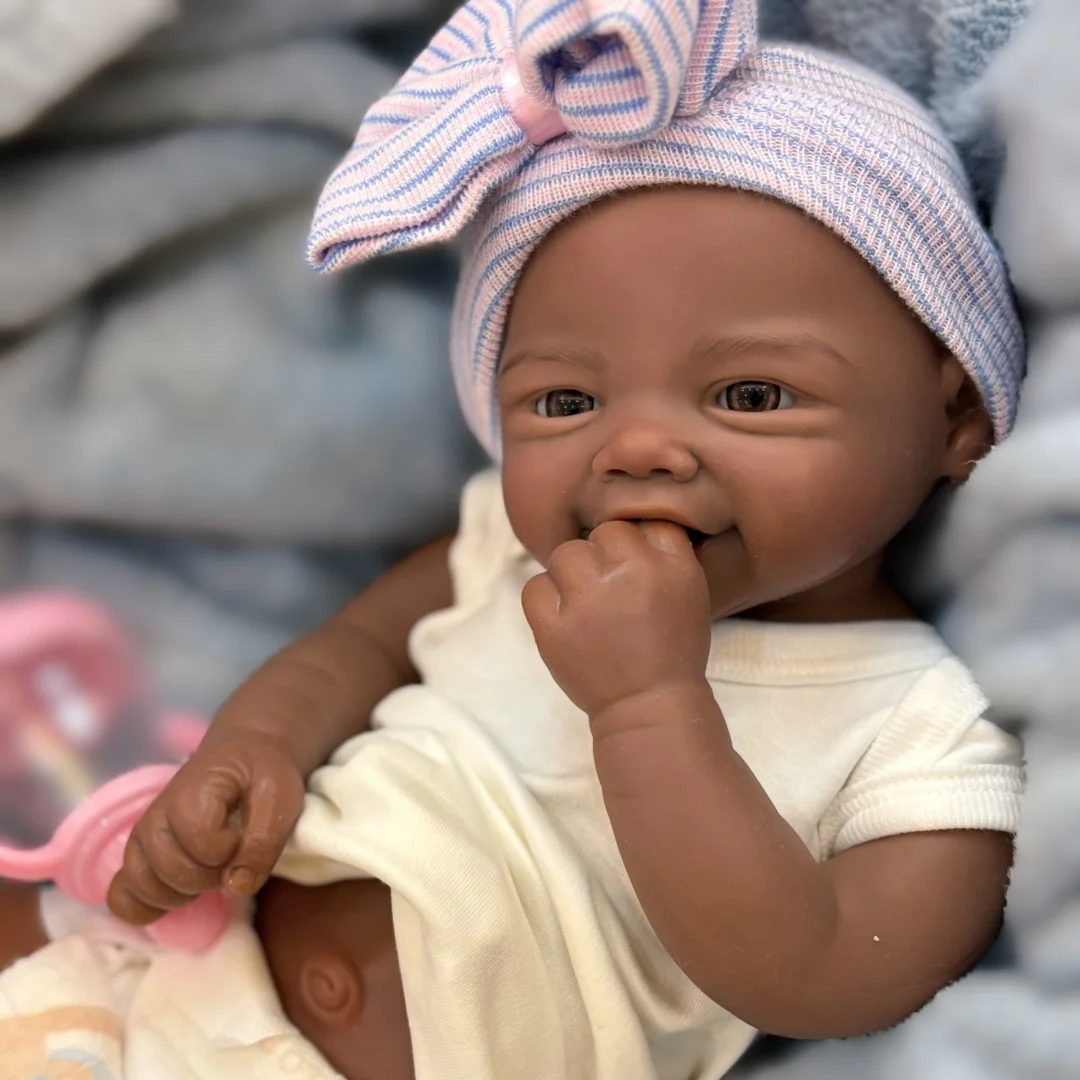 18” Baby Amira – Dark Skin Full Body Silicone Reborn Girl 👶🏽✨