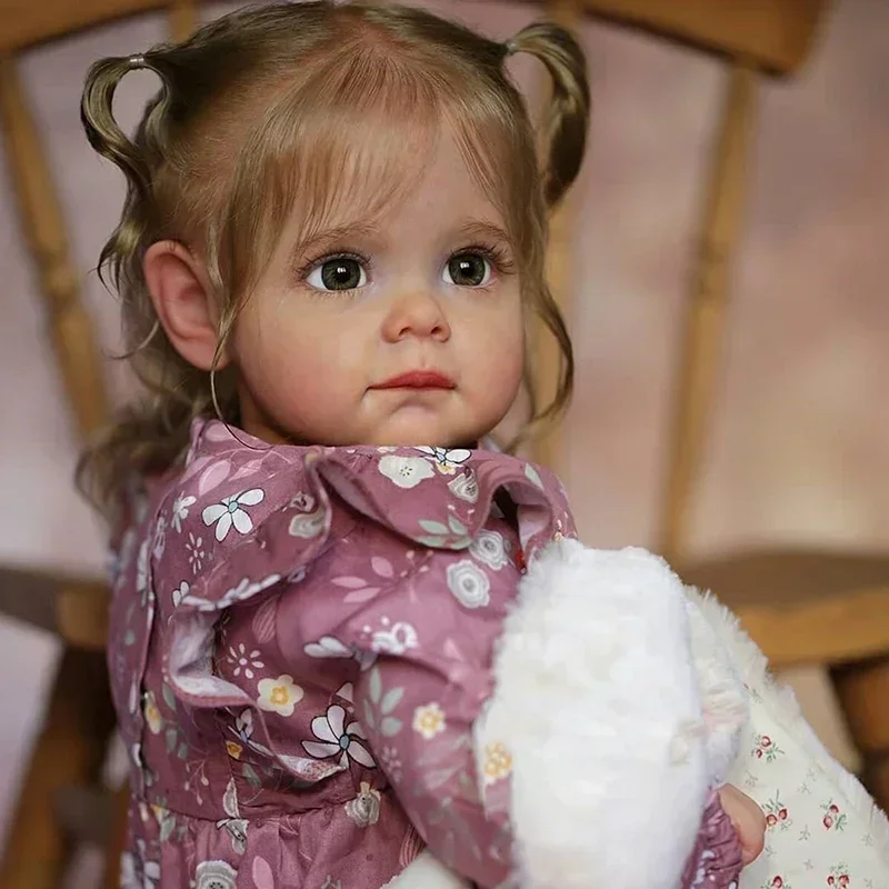 Baby Maggie – 60cm Realistic Reborn Toddler Girl Doll | Handmade 3D Painted Skin with Hand-Rooted Hair & Lifelike Expression 👶✨