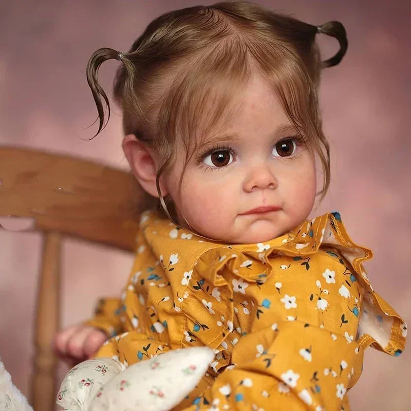 Baby Maggie – 60cm Realistic Reborn Toddler Girl Doll | Handmade 3D Painted Skin with Hand-Rooted Hair & Lifelike Expression 👶✨