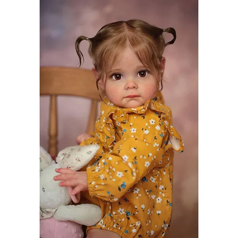 Baby Maggie – 60cm Realistic Reborn Toddler Girl Doll | Handmade 3D Painted Skin with Hand-Rooted Hair & Lifelike Expression 👶✨