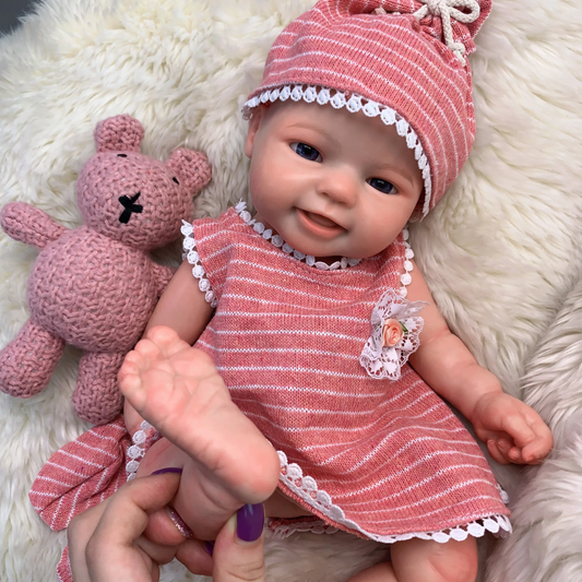16-Inch Full Body Silicone Reborn Baby Doll – Realistic Lifelike Girl &amp; Boy | Open Mouth, Washable, Soft Touch Handmade Newborn Doll 👶💖