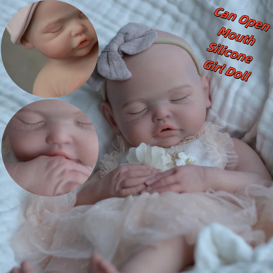 Baby Clara – 18-Inch Full Solid Silicone Reborn Girl Doll | Washable Lifelike Newborn with Open Mouth, Painted Skin &amp; Pink Outfit 👶💖