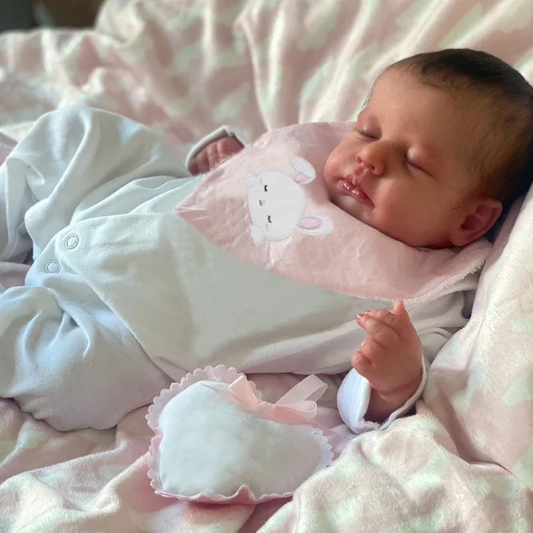 🌸 Loulou 49cm Realistic Reborn Baby Doll – Handcrafted Silicone Vinyl Newborn with Rooted Hair 👶✨
