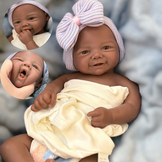 18” Baby Amira – Dark Skin Full Body Silicone Reborn Girl 👶🏽✨