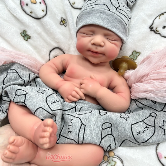 💙 Baby Milo – 18.5” Full Body Silicone Reborn Boy | 7.3 lb Lifelike Painted Newborn with Visible Veins &amp; Real Touch Skin