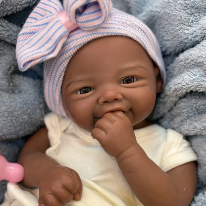 18” Baby Amira – Dark Skin Full Body Silicone Reborn Girl 👶🏽✨