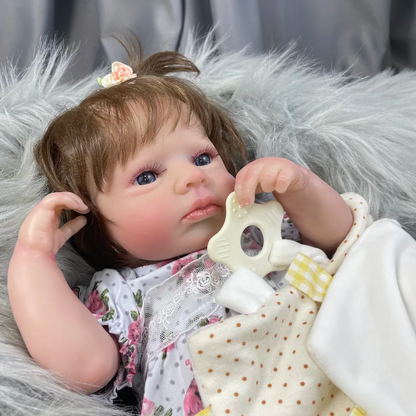 Reborn Baby Doll Loulou Awake – 20-Inch Realistic Vinyl Newborn Girl with Blue Eyes &amp; Hand-Rooted Hair | Soft Cloth Body 3D Painted Skin Gift Set 👶💖