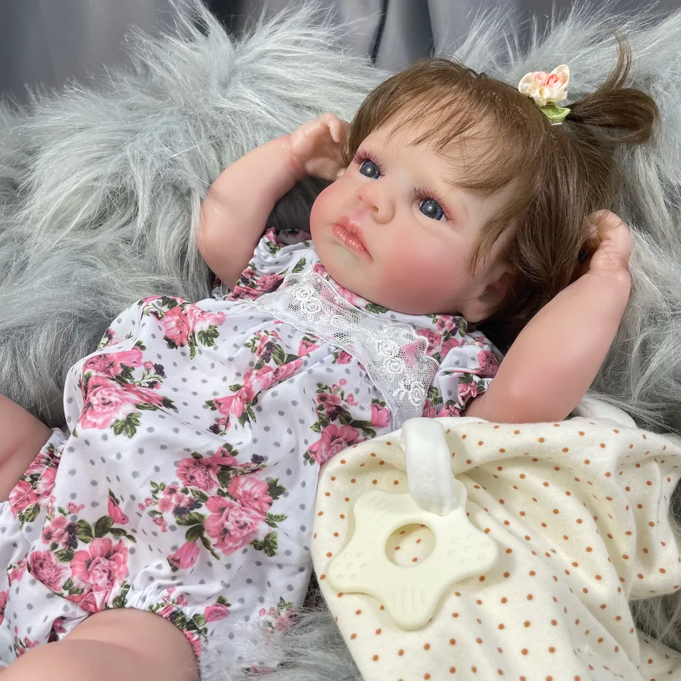 Reborn Baby Doll Loulou Awake – 20-Inch Realistic Vinyl Newborn Girl with Blue Eyes &amp; Hand-Rooted Hair | Soft Cloth Body 3D Painted Skin Gift Set 👶💖