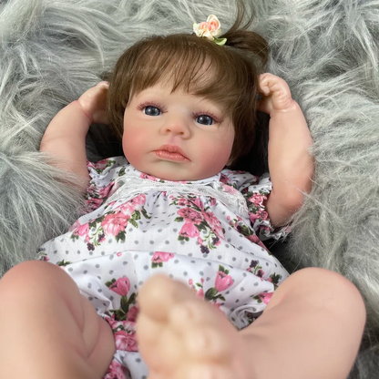 Reborn Baby Doll Loulou Awake – 20-Inch Realistic Vinyl Newborn Girl with Blue Eyes &amp; Hand-Rooted Hair | Soft Cloth Body 3D Painted Skin Gift Set 👶💖