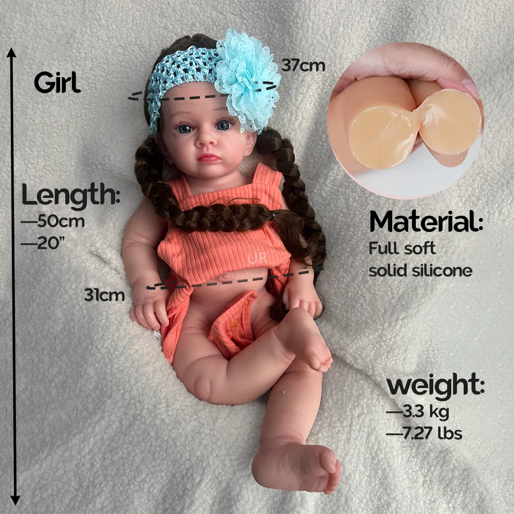 20-Inch Full Body Silicone Reborn Baby Doll – 50cm Micro Preemie Lifelike Realistic Newborn with Hand-Painted Skin | Comfort, Therapy &amp; Gift Doll 👶💖