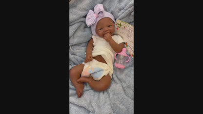 18” Baby Amira – Dark Skin Full Body Silicone Reborn Girl 👶🏽✨